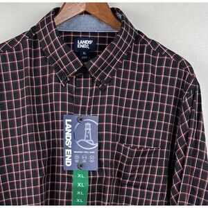 NWT Lands’ End Men’s Brushed Twill Shirt Dark XL Pocket Lightweight Button
